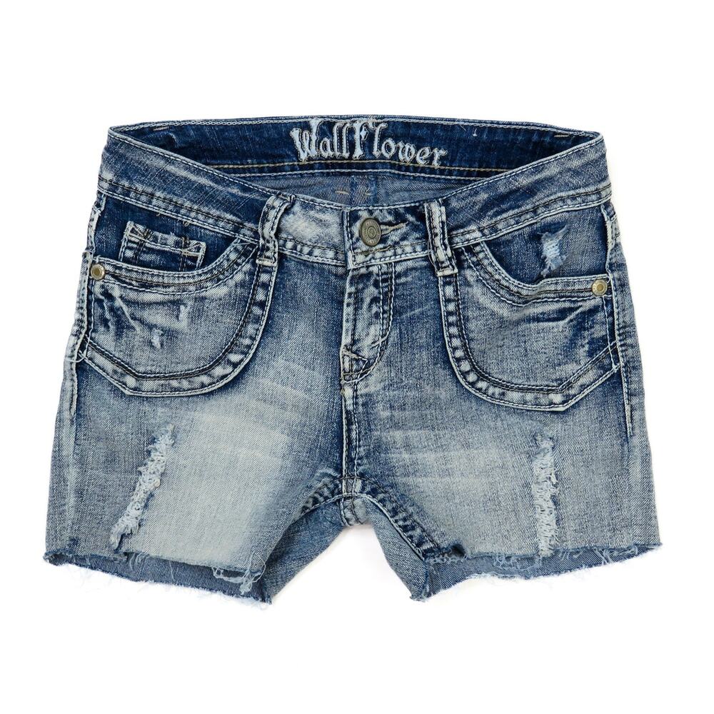 Y2k Wallower Jean Shorts Micro Frayed Cut Off Denim Shorts Size Small 26"